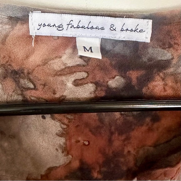 Young Fabulous & Broke Hayes Multicolor Tie Dyed Henley Long Sleeve Blouse - M - Picture 3 of 10